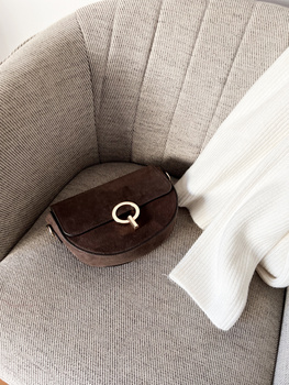 Torebka Big Lily Zamsz Czekoladowy Brąz