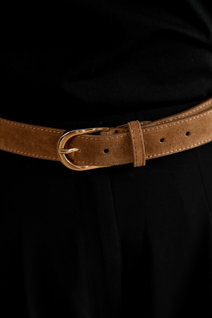 Pasek Skórzany Zamsz Camel 