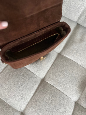 Torebka Big Lily Zamsz Ciemny Brąz