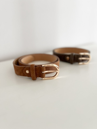 Pasek Skórzany Zamsz Camel 