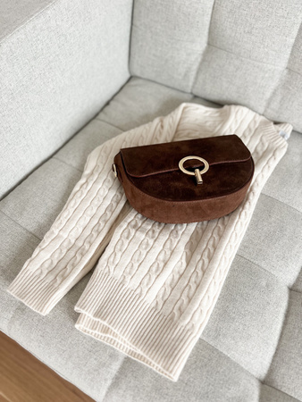 Torebka Big Lily Zamsz Ciemny Brąz