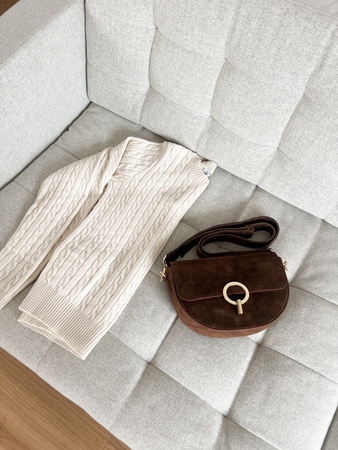 Torebka Big Lily Zamsz Ciemny Brąz