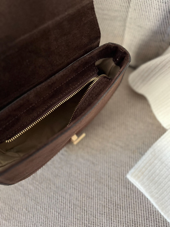 Torebka Big Lily Zamsz Czekoladowy Brąz