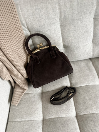 Torebka Maria ZAMSZ Czekoladowy Brąz