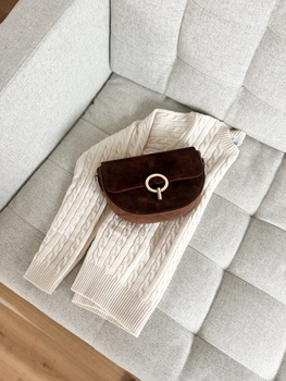 Torebka Big Lily Zamsz Ciemny Brąz