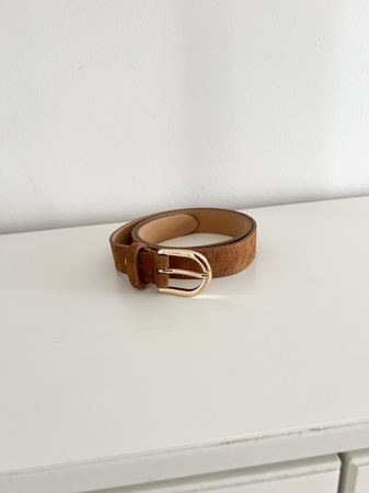 Pasek Skórzany Zamsz Camel 