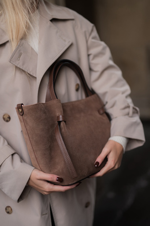 Torebka Victoria Zamsz Ciemny Brąz