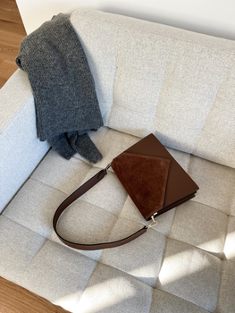 Torebka Olive Zamsz Ciemny Brąz